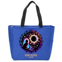 View Totality April 8 2024 Astronomy Cat Lover Solar Eclipse Zip Tote Bag