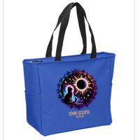 View Totality April 8 2024 Astronomy Cat Lover Solar Eclipse Zip Tote Bag
