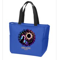 View Totality April 8 2024 Astronomy Cat Lover Solar Eclipse Zip Tote Bag