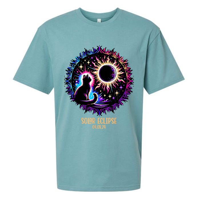 View Totality April 8 2024 Astronomy Cat Lover Solar Eclipse Sueded Cloud Jersey T-Shirt