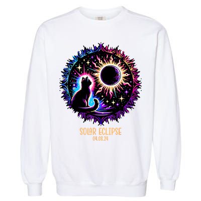 View Totality April 8 2024 Astronomy Cat Lover Solar Eclipse Garment-Dyed Sweatshirt