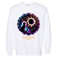 View Totality April 8 2024 Astronomy Cat Lover Solar Eclipse Garment-Dyed Sweatshirt
