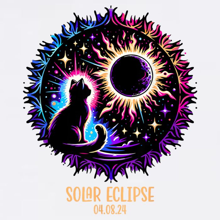 View Totality April 8 2024 Astronomy Cat Lover Solar Eclipse Garment-Dyed Sweatshirt