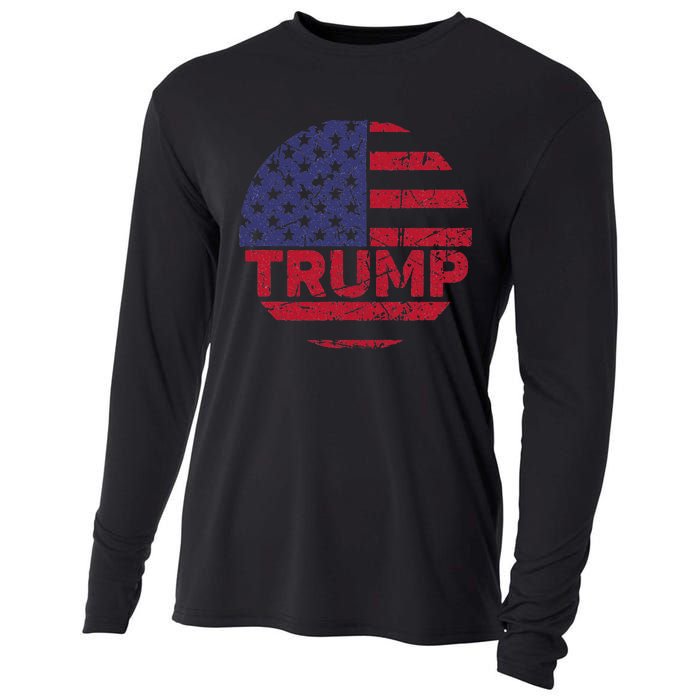 Vintage Trump American Flag Cooling Performance Long Sleeve Crew