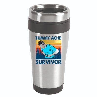 Vintage Tummy Ache Survivor Stomachache IBS Funny 16oz Travel Tumbler