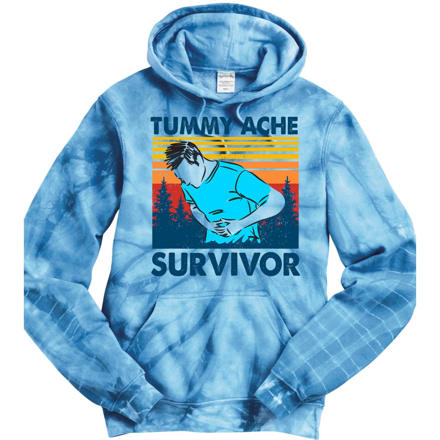 Vintage Tummy Ache Survivor Stomachache IBS Funny Tie Dye Hoodie