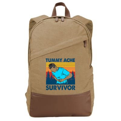Vintage Tummy Ache Survivor Stomachache IBS Funny Cotton Canvas Backpack