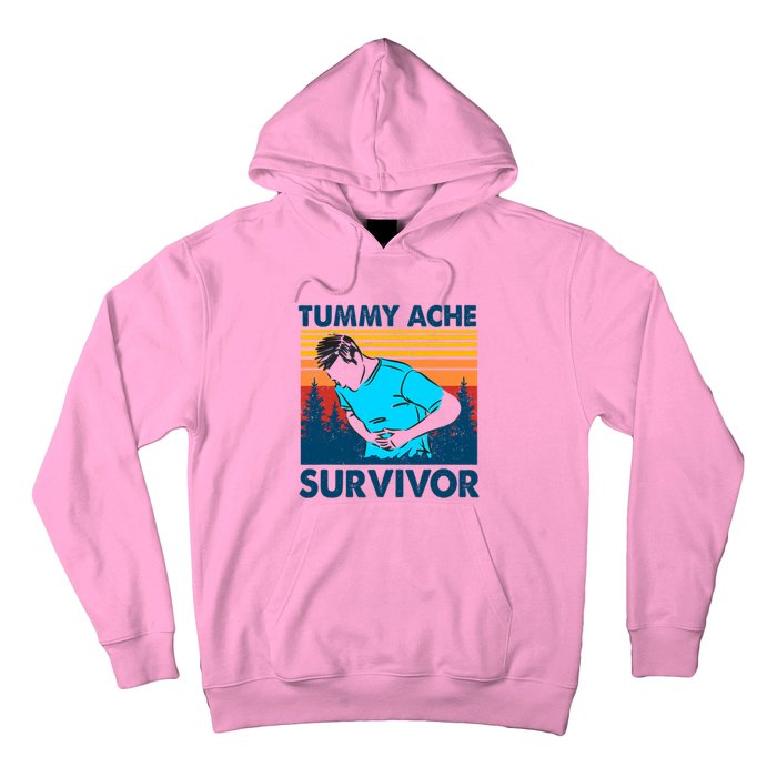 Vintage Tummy Ache Survivor Stomachache IBS Funny Hoodie