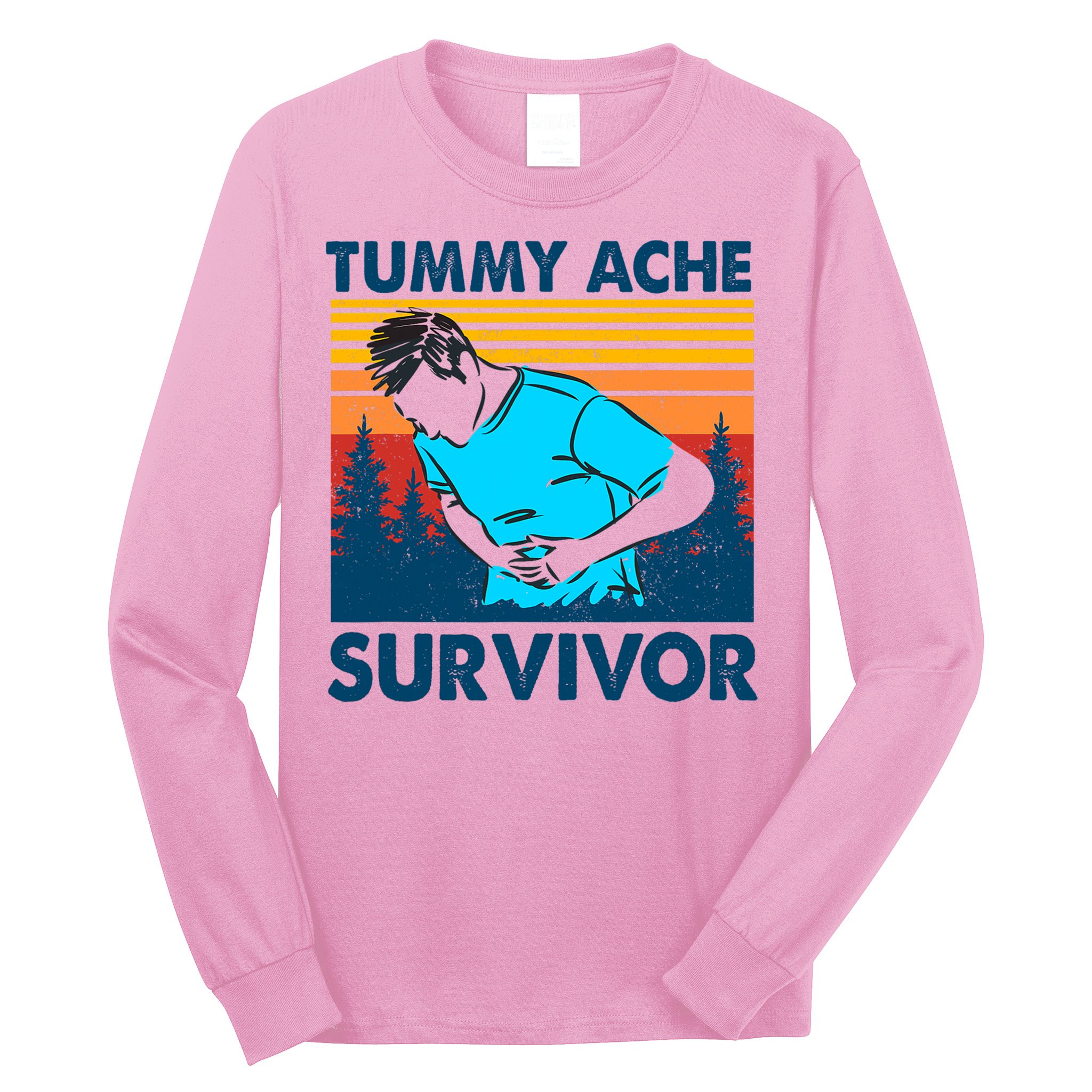 Vintage Tummy Ache Survivor Stomachache IBS Funny Long Sleeve Shirt