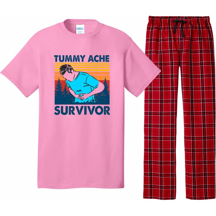 Vintage Tummy Ache Survivor Stomachache IBS Funny Pajama Set