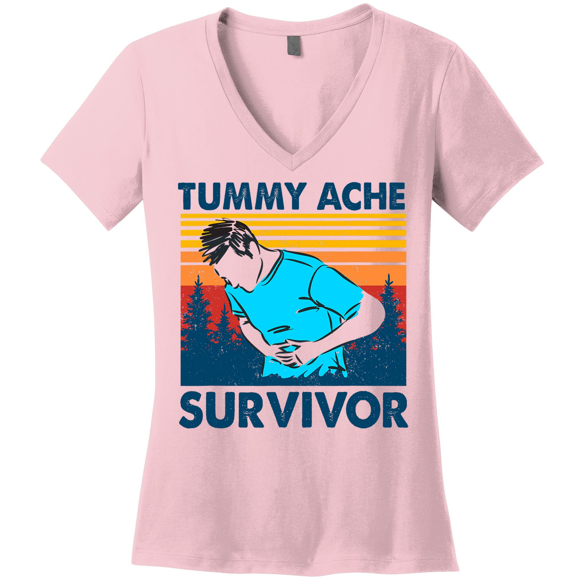 Vintage Tummy Ache Survivor Stomachache IBS Funny Women's V-Neck T-Shirt