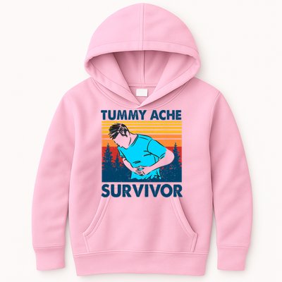 Vintage Tummy Ache Survivor Stomachache IBS Funny Kids Hoodie