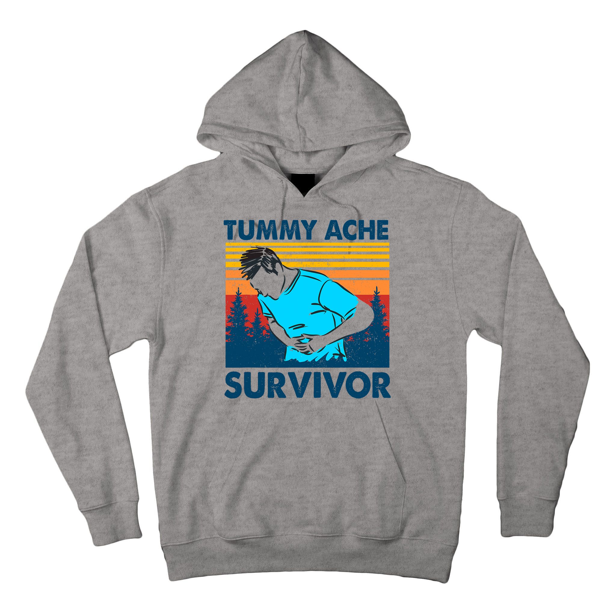 Vintage Tummy Ache Survivor Stomachache IBS Funny Tall Hoodie