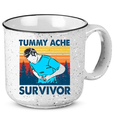 Vintage Tummy Ache Survivor Stomachache IBS Funny 15oz Campfire Ceramic Mug