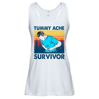Vintage Tummy Ache Survivor Stomachache IBS Funny Ladies Essential Flowy Tank