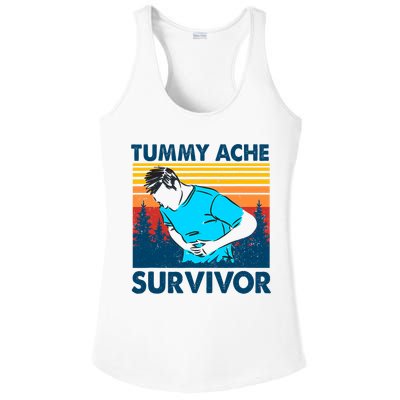 Vintage Tummy Ache Survivor Stomachache IBS Funny Ladies PosiCharge Competitor Racerback Tank