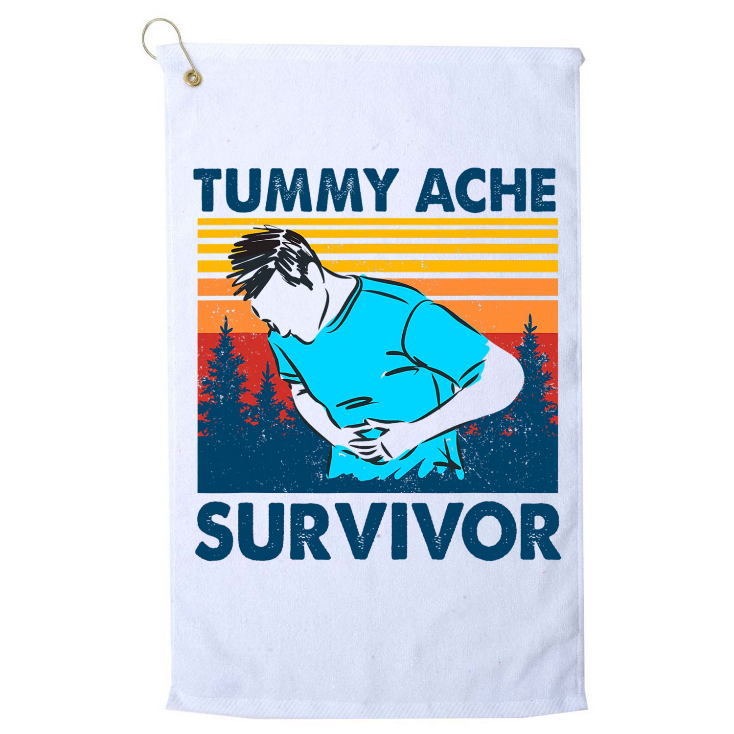 Vintage Tummy Ache Survivor Stomachache IBS Funny Golf Towel