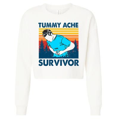 Vintage Tummy Ache Survivor Stomachache IBS Funny Cropped Pullover Crew