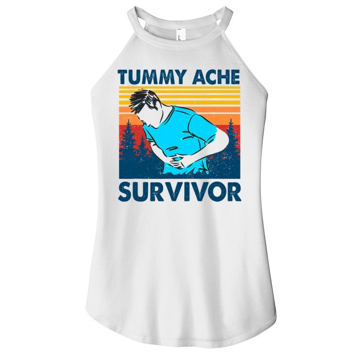 Vintage Tummy Ache Survivor Stomachache IBS Funny Women's Perfect Tri Rocker Tank