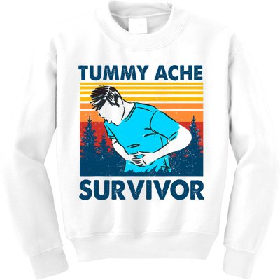 Vintage Tummy Ache Survivor Stomachache IBS Funny Kids Sweatshirt