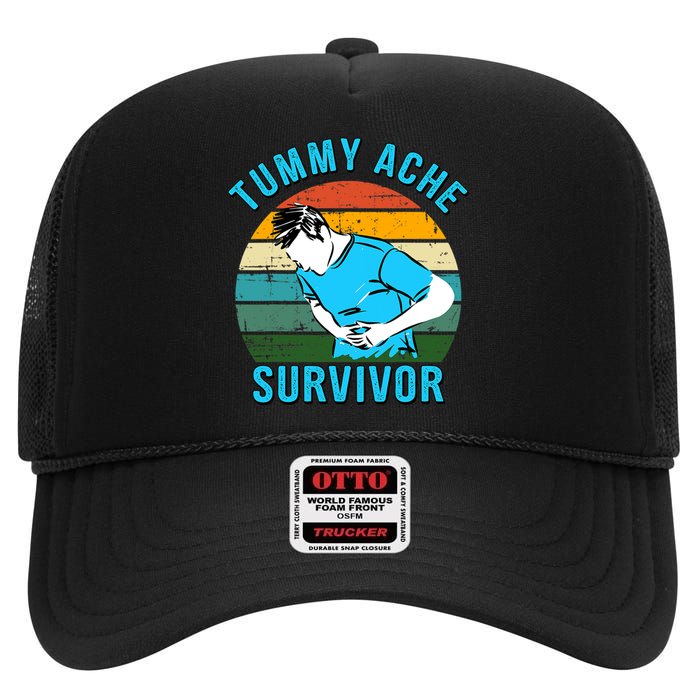 Vintage Tummy Ache Survivor Design High Crown Mesh Back Trucker Hat