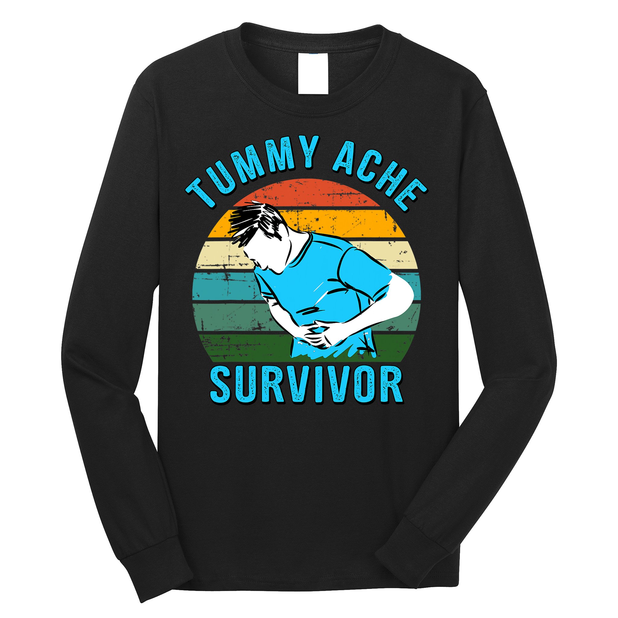 Vintage Tummy Ache Survivor Design Long Sleeve Shirt