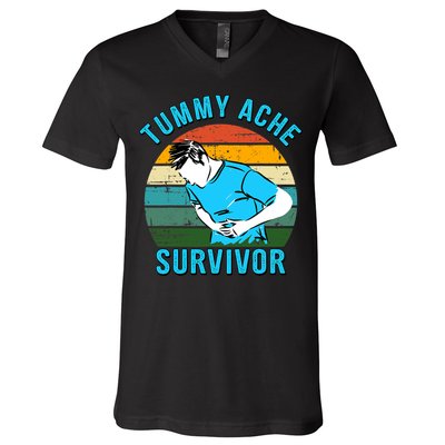Vintage Tummy Ache Survivor Design V-Neck T-Shirt