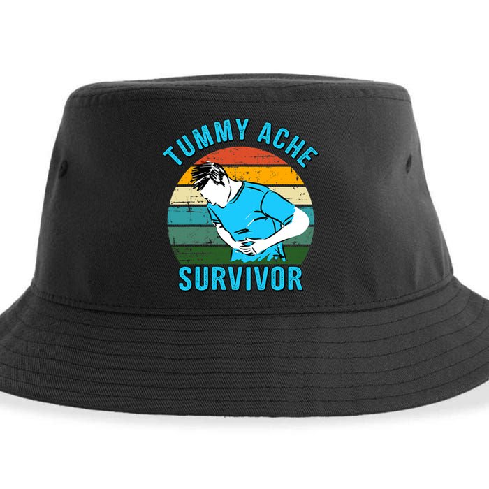 Vintage Tummy Ache Survivor Design Sustainable Bucket Hat