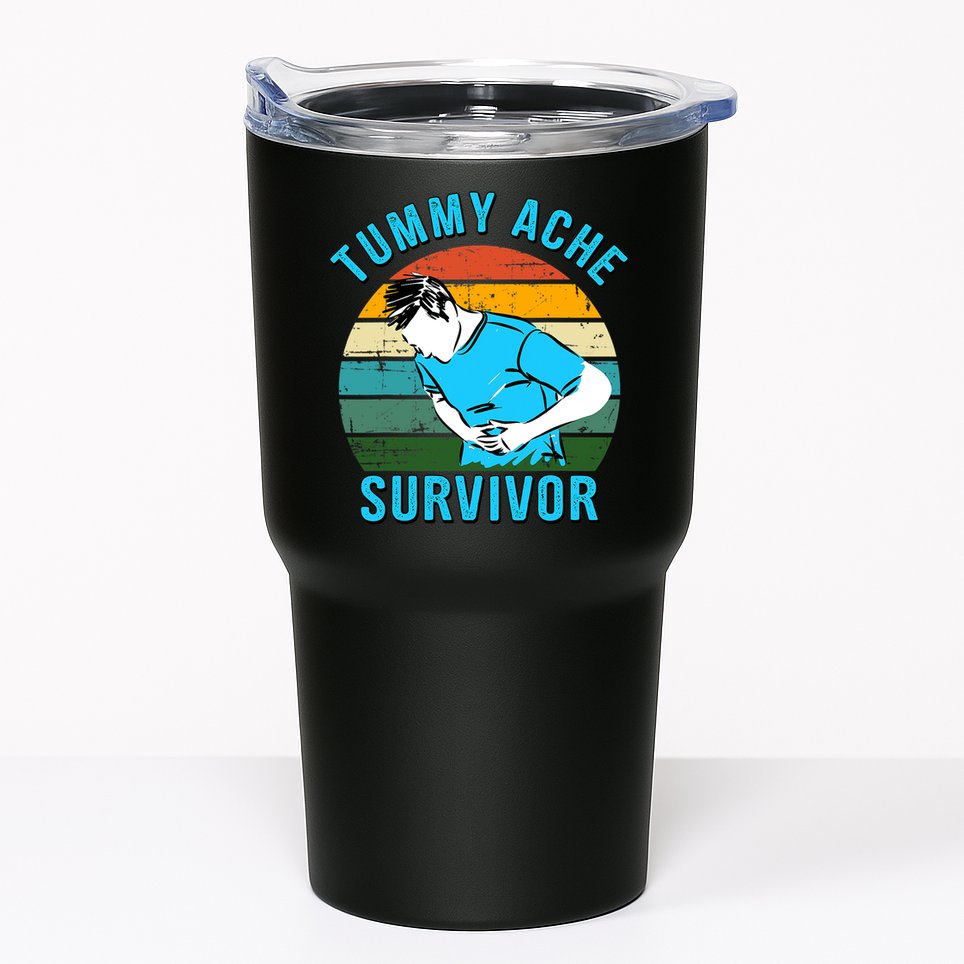 Vintage Tummy Ache Survivor Design Tumbler