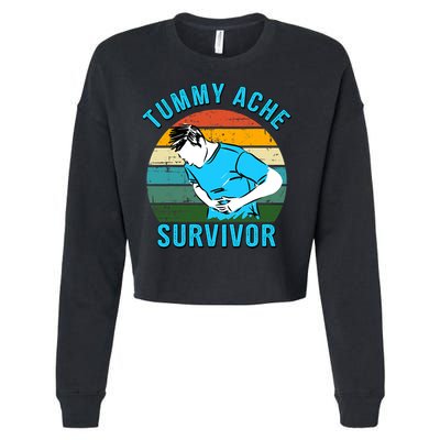 Vintage Tummy Ache Survivor Design Cropped Pullover Crew