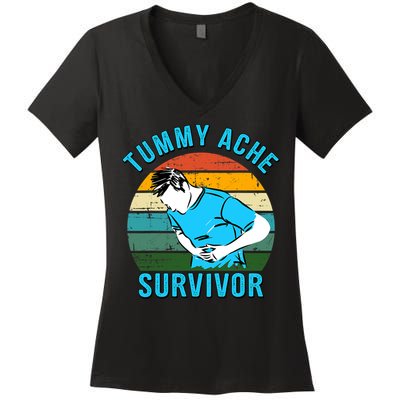 Vintage Tummy Ache Survivor Design Women's V-Neck T-Shirt