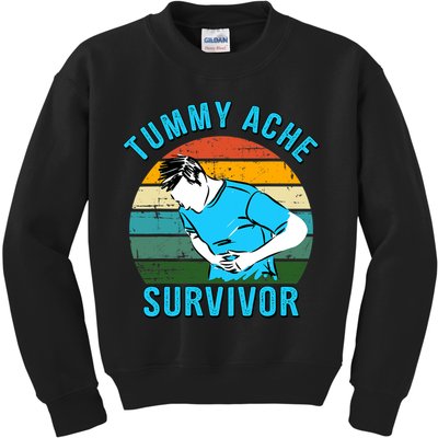 Vintage Tummy Ache Survivor Design Kids Sweatshirt
