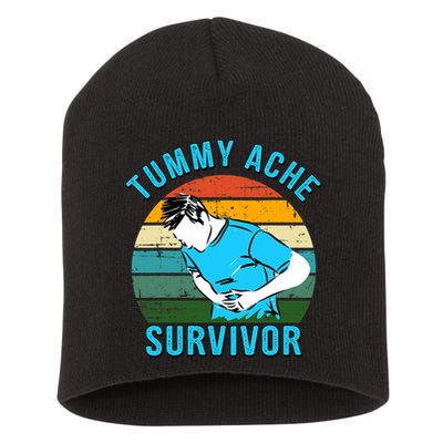 Vintage Tummy Ache Survivor Design Short Acrylic Beanie
