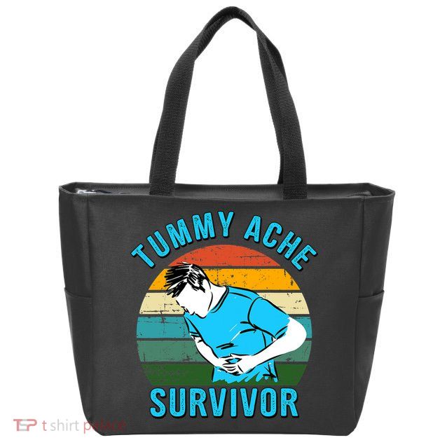 Vintage Tummy Ache Survivor Design Zip Tote Bag
