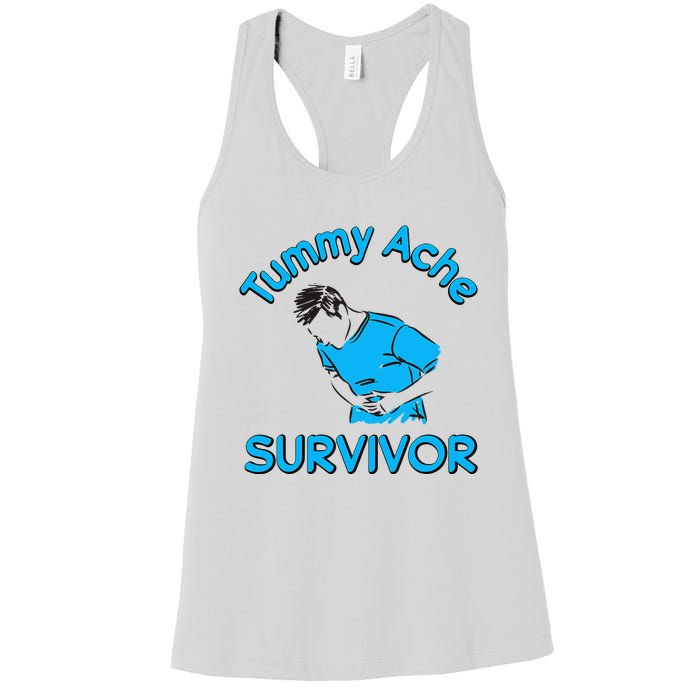 Vintage Tummy Ache Survivor Stomachache IBS Funny Men Women Women's Racerback Tank