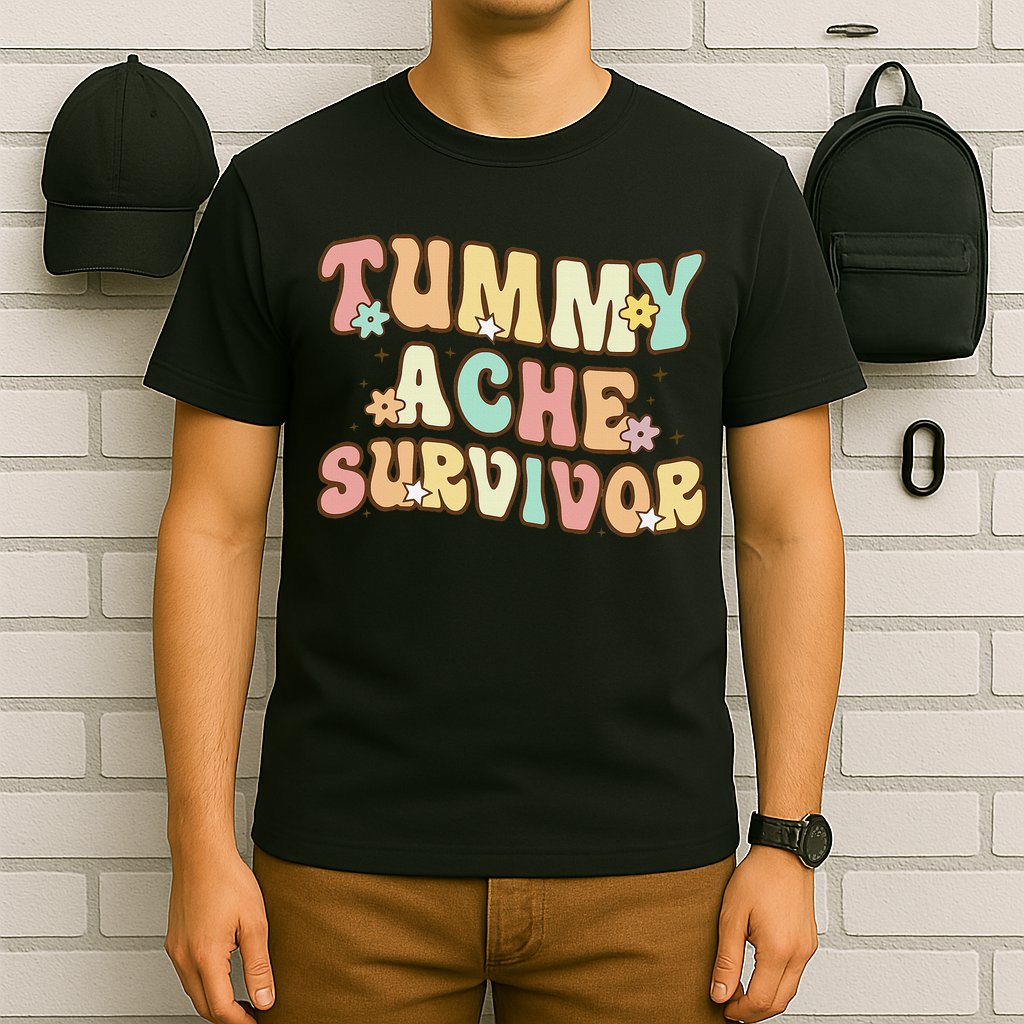 Vintage Tummy Ache Survivor Retro T-Shirt