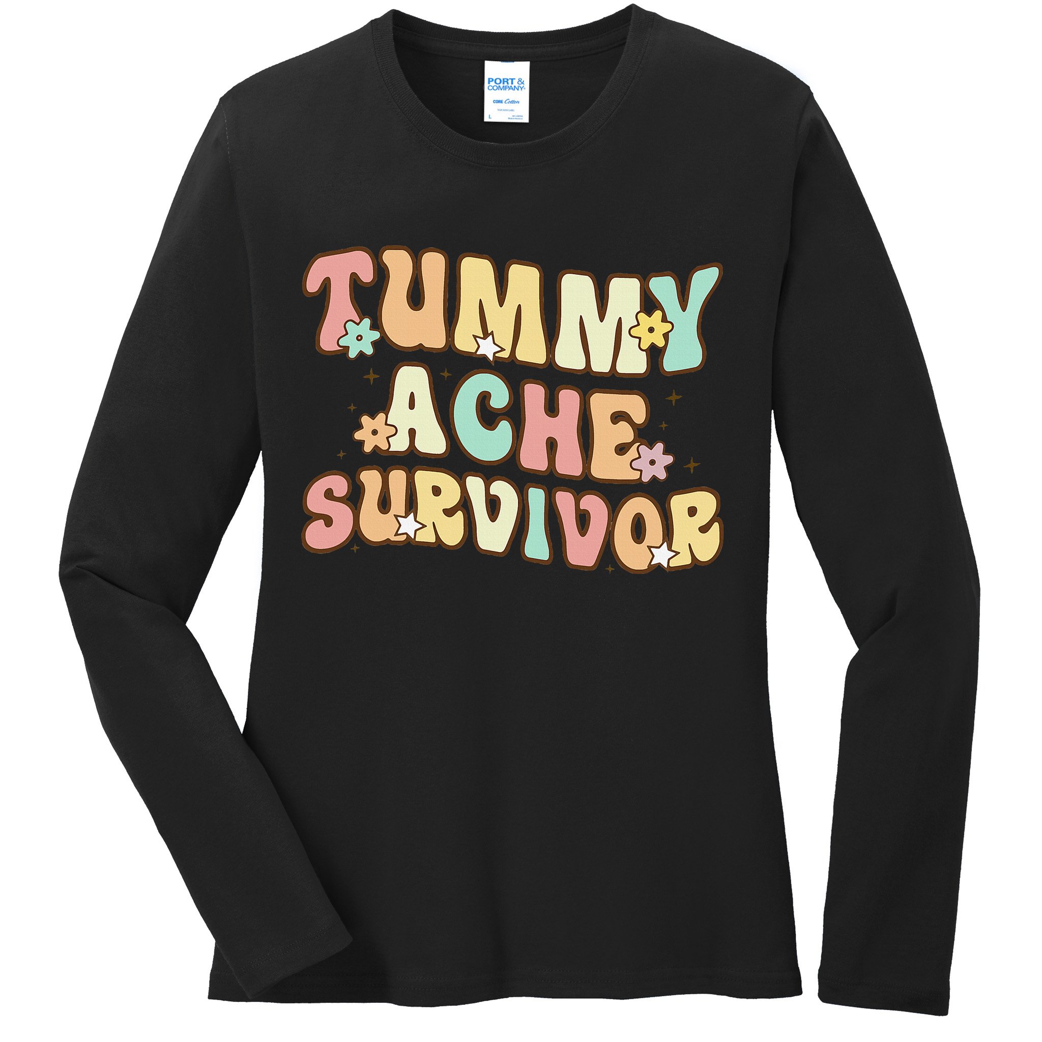 Vintage Tummy Ache Survivor Retro Ladies Long Sleeve Shirt