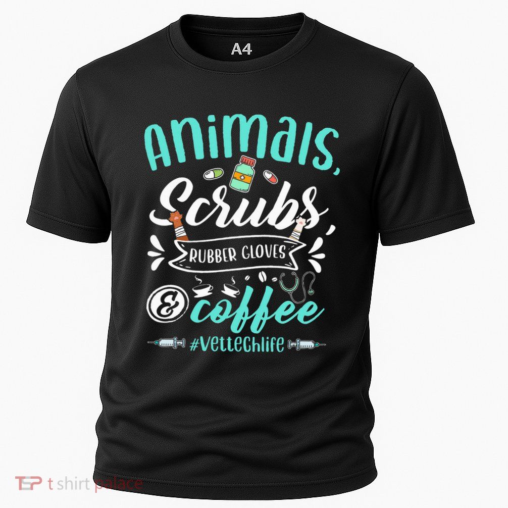 Veterinary Technician Animals Scrubs And Coffee Vet Tech Performance Shirt