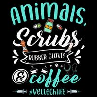Veterinary Technician Animals Scrubs And Coffee Vet Tech Cooling Performance Crew T-Shirt