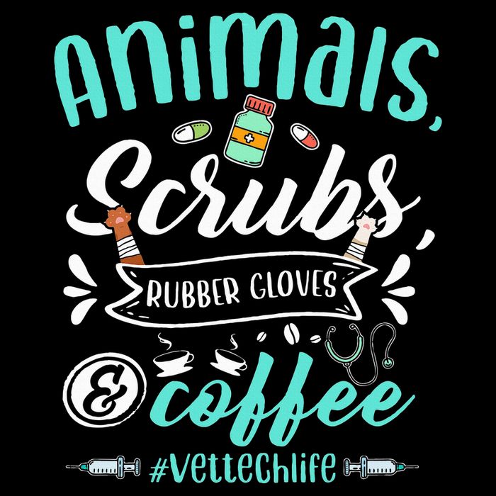 Veterinary Technician Animals Scrubs And Coffee Vet Tech Cooling Performance Crew T-Shirt