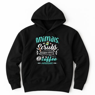 Veterinary Technician Animals Scrubs And Coffee Vet Tech Hoodie