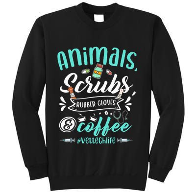 Veterinary Technician Animals Scrubs And Coffee Vet Tech Sweatshirt