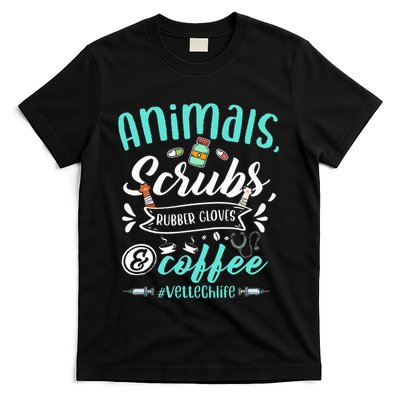 Veterinary Technician Animals Scrubs And Coffee Vet Tech T-Shirt