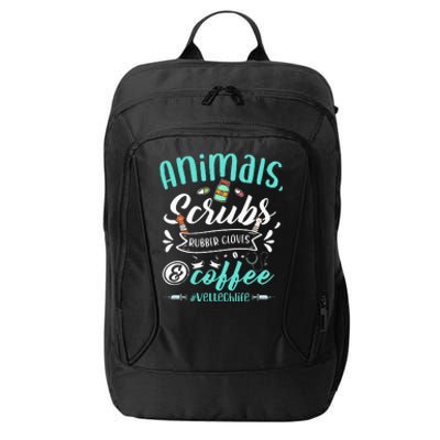 Veterinary Technician Animals Scrubs And Coffee Vet Tech City Backpack