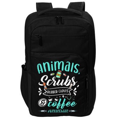 Veterinary Technician Animals Scrubs And Coffee Vet Tech Impact Tech Backpack