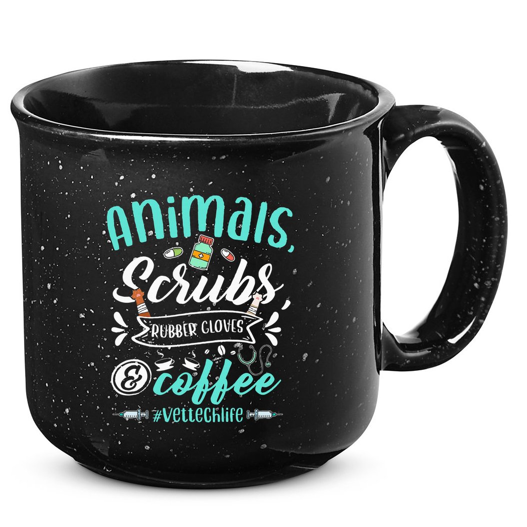 Veterinary Technician Animals Scrubs And Coffee Vet Tech 15oz Campfire Ceramic Mug