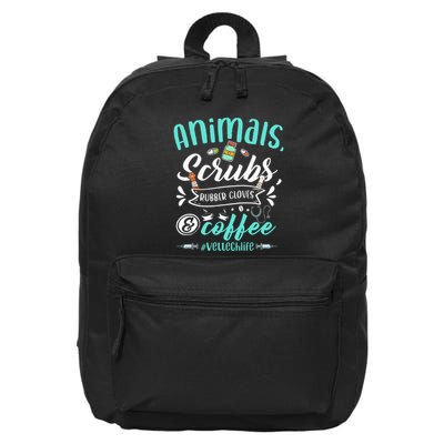 Veterinary Technician Animals Scrubs And Coffee Vet Tech 16 in Basic Backpack