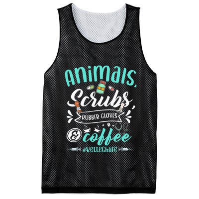 Veterinary Technician Animals Scrubs And Coffee Vet Tech Mesh Reversible Basketball Jersey Tank