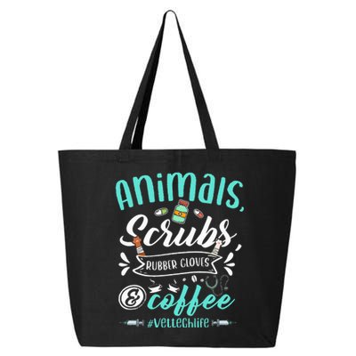 Veterinary Technician Animals Scrubs And Coffee Vet Tech 25L Jumbo Tote