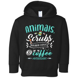 Veterinary Technician Animals Scrubs And Coffee Vet Tech Toddler Hoodie